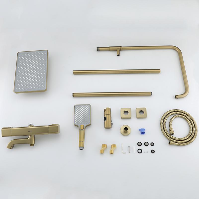 Душевая система с термостатом Gappo G91 G2491-3 золотой сатин