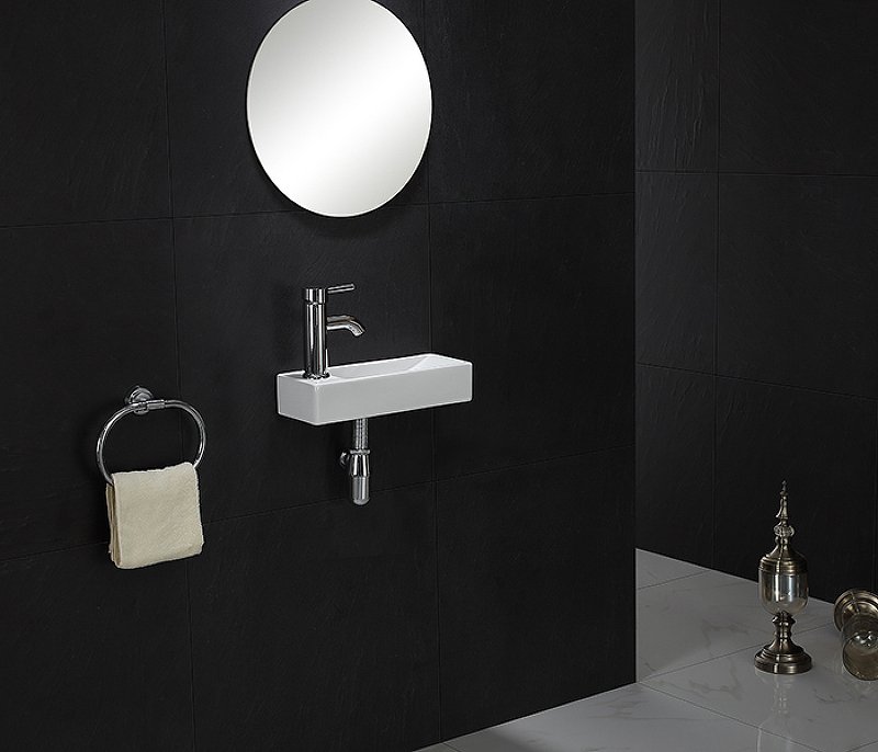 Подвесная/накладная раковина CeramaLux 38 N 9048FR правая белая