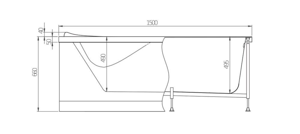 Фронтальная панель для ванн Alex Baitler Orta 150 правая с крепежом