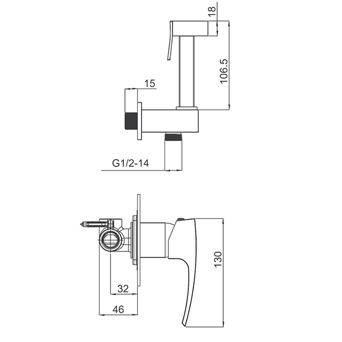 Встраиваемый гигиенический душ Gappo G07 G7207 хром