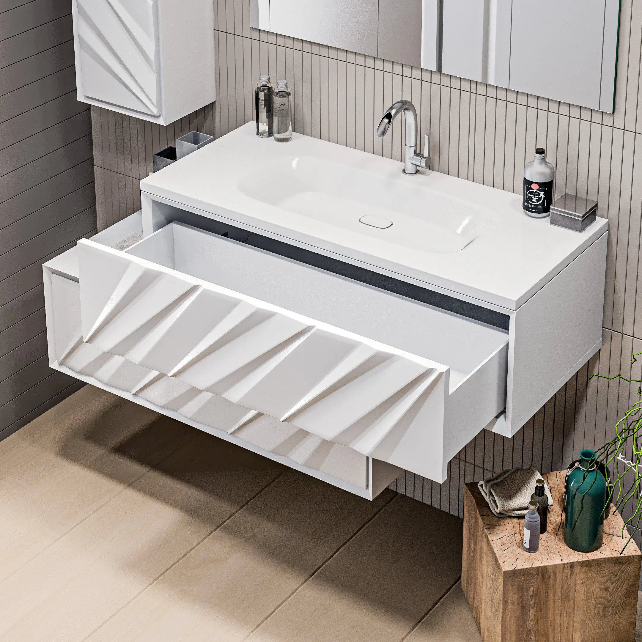 Тумба Marka One Glace 100П 1 в.я. White (верх)