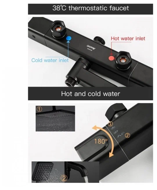 Душевая стойка с термостатом Gappo G2491-6