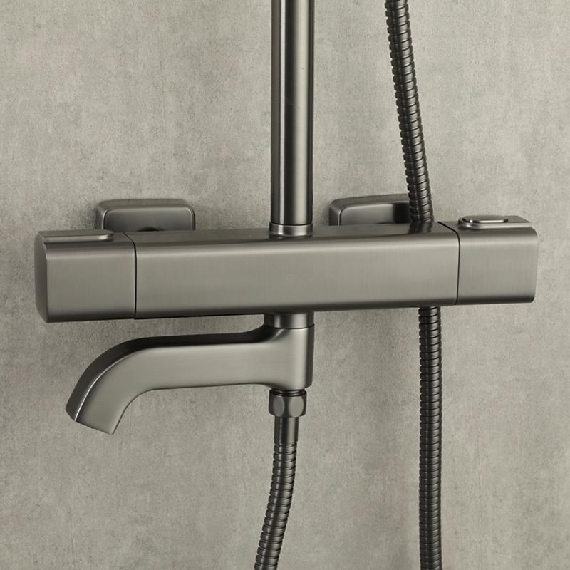 Душевая система с термостатом Gappo G91 G2491-9 оружейная сталь