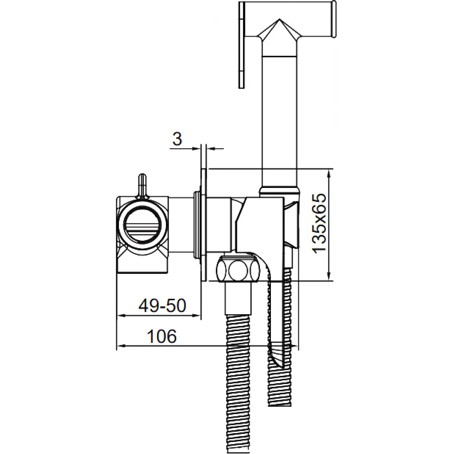 Гигиенический душ встраиваемый Gappo G48-9 G7248-92 оружейная сталь
