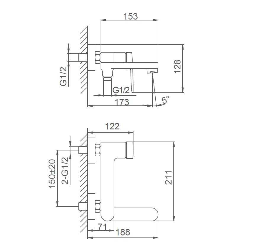 Смеситель для ванны Frap H85-6 F3285-6 черный