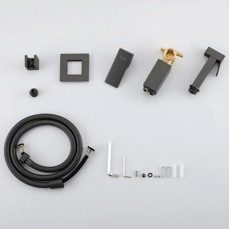 Гигиенический душ встраиваемый Frap F7506-9 оружейная сталь