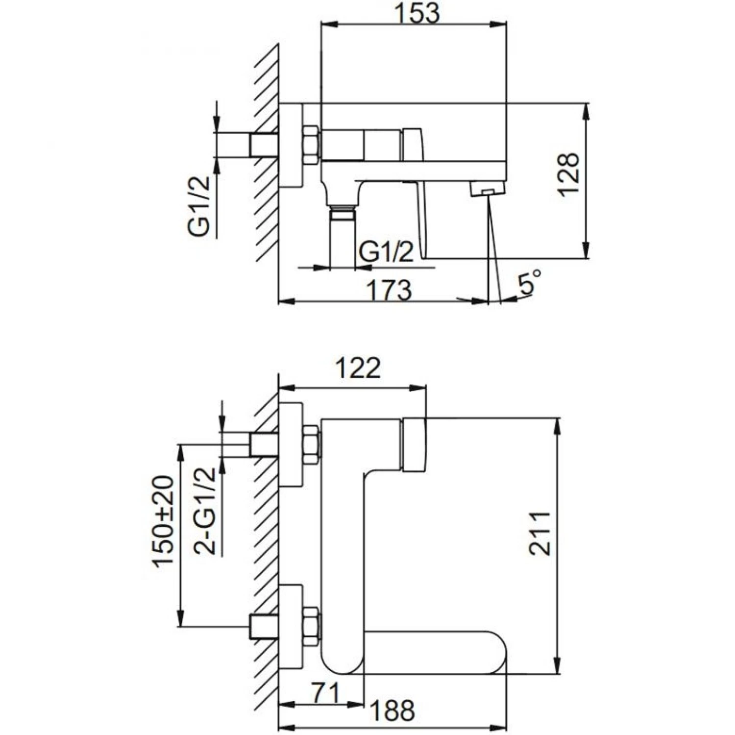 Смеситель для ванны Frap H85 F3285 хром