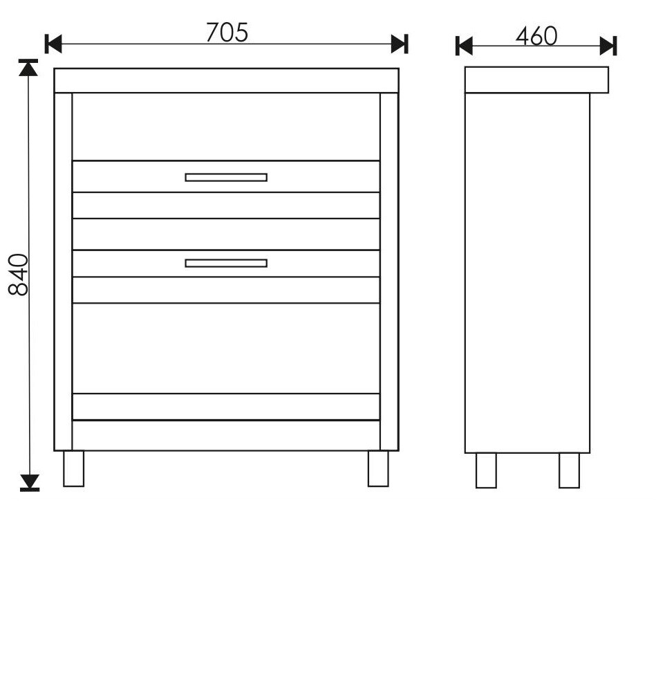 Напольная тумба EvaGold Fantasy 70 (2 ящ.) белое дерево