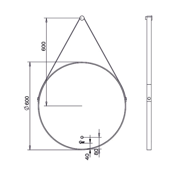 Зеркало на ремне круглое Gair Etna White 600*600 белое