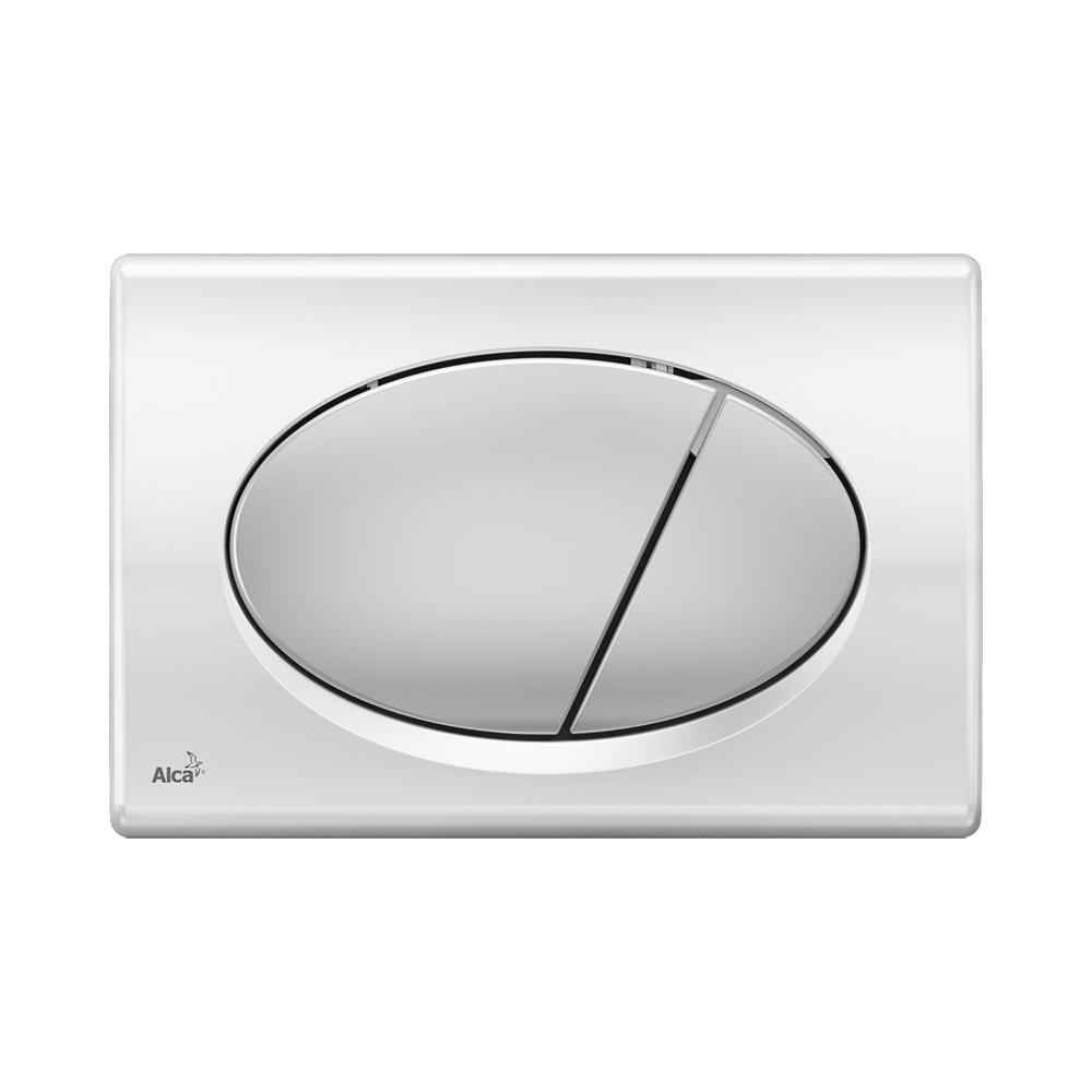 Кнопка смыва инсталляции Alcaplast Basic M73, хром - комбинация: доска - глянцевая, кнопка - матовая