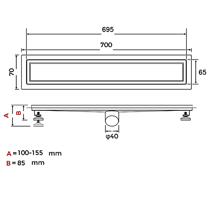 Душевой трап 70 см Gappo G87007-4 сталь