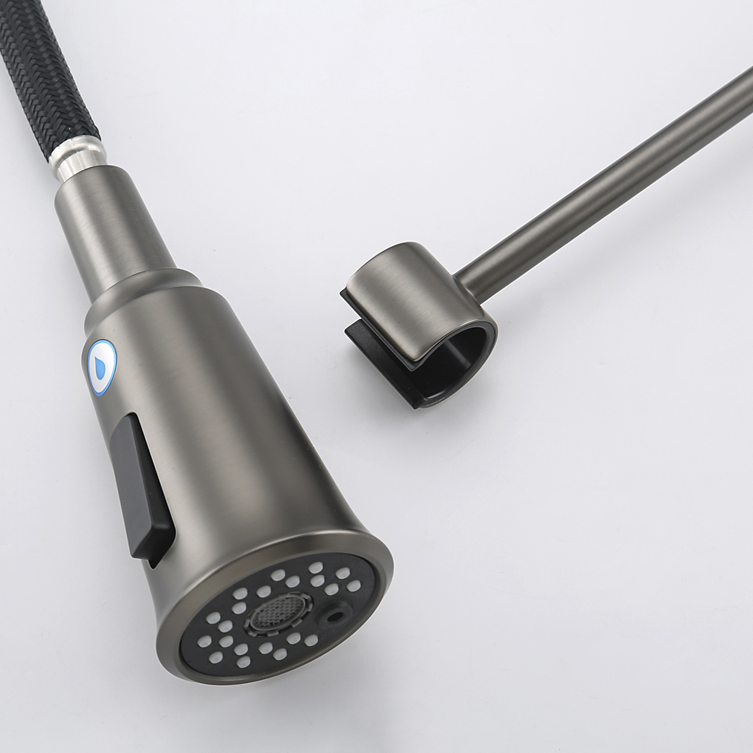 Смеситель для кухни с вытягивающимся изливом и фильтром Gappo G4398-69 оружейная сталь