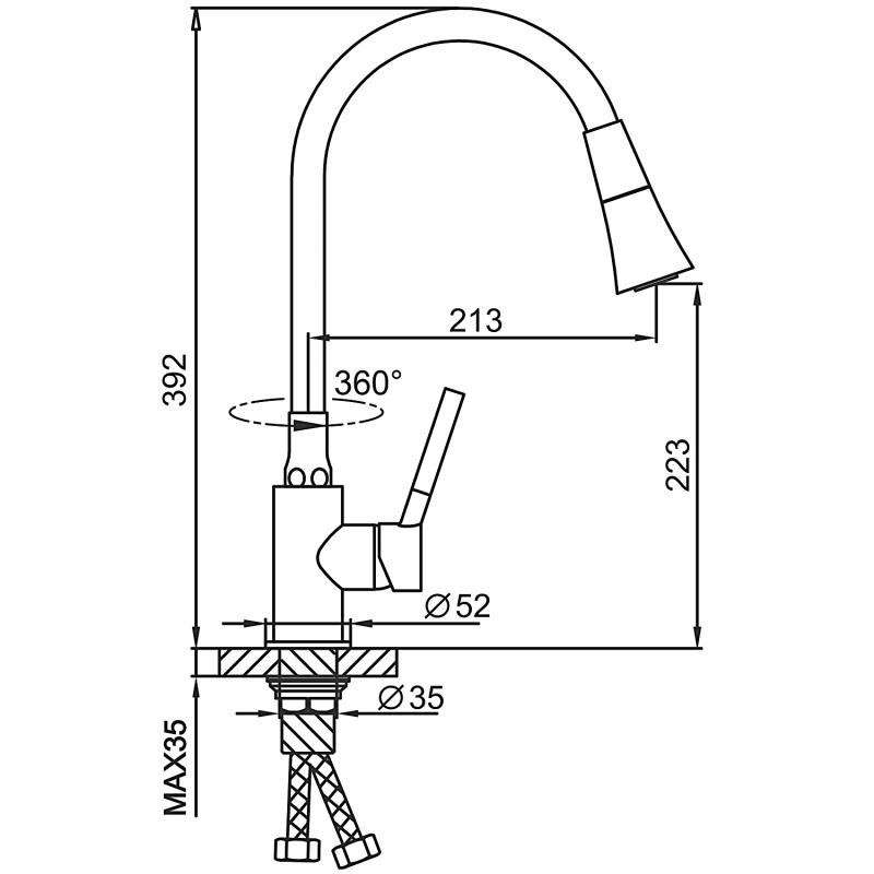 Смеситель для кухни Frap H44 F4044-9 оружейная сталь