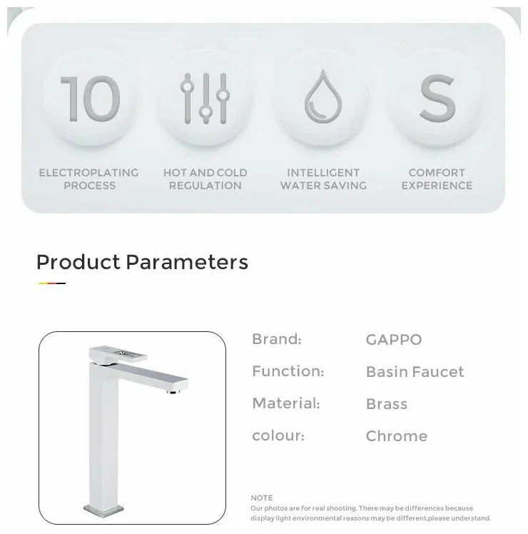 Высокий смеситель для раковины Gappo G17-8 G1017-2