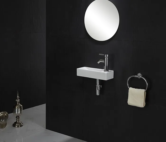 Подвесная/накладная раковина CeramaLux 38 N 9048FL левая белая