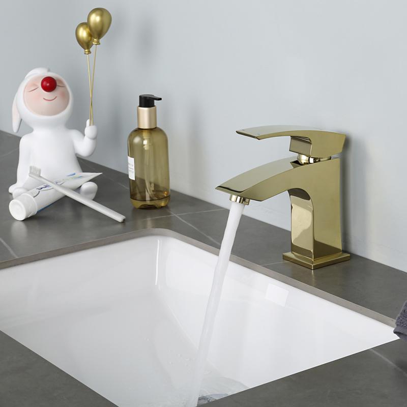 Смеситель для раковины Gappo G07-3 G1007-13 золото