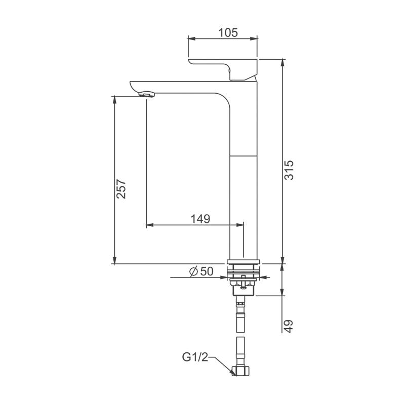 Высокий смеситель для раковины Gappo G48-3 G1048-32 золотой сатин