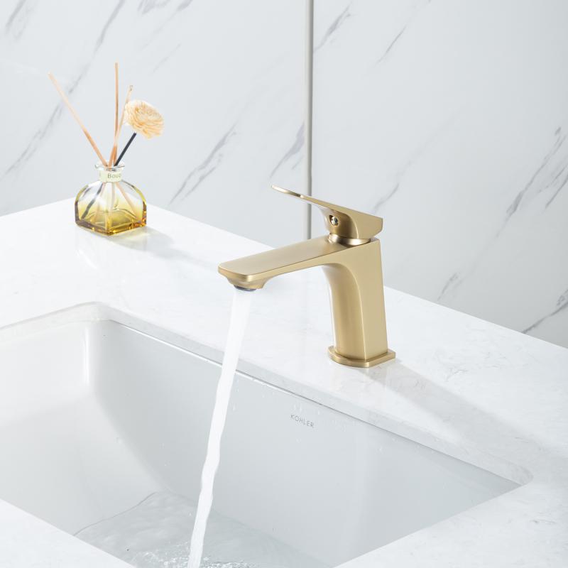 Смеситель для раковины Frap H87-3 F1087-3 золотой сатин