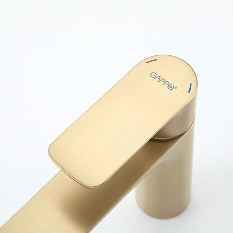 Смеситель для раковины Gappo G48-3 G1048-3 золотой сатин