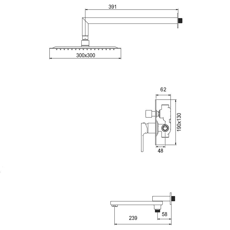 Встраиваемая душевая система Gappo G17-6 G7117-6