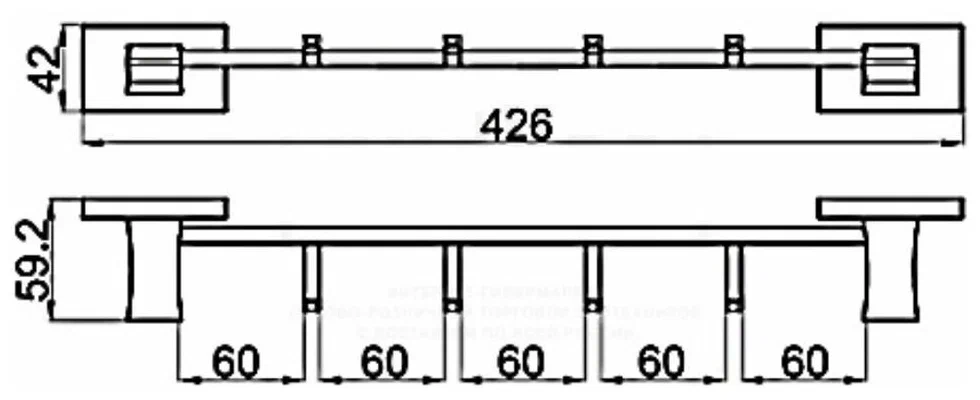 Планка с 4-мя крючками Gappo G07-6 G0716-46 черный