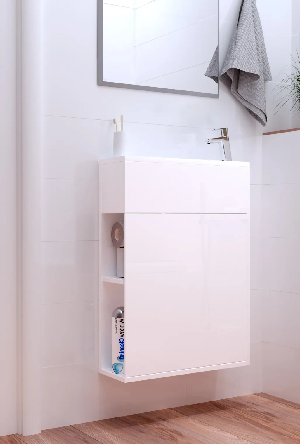 Тумба с раковиной 1Marka Stretto 50П 1д. Белый глянец