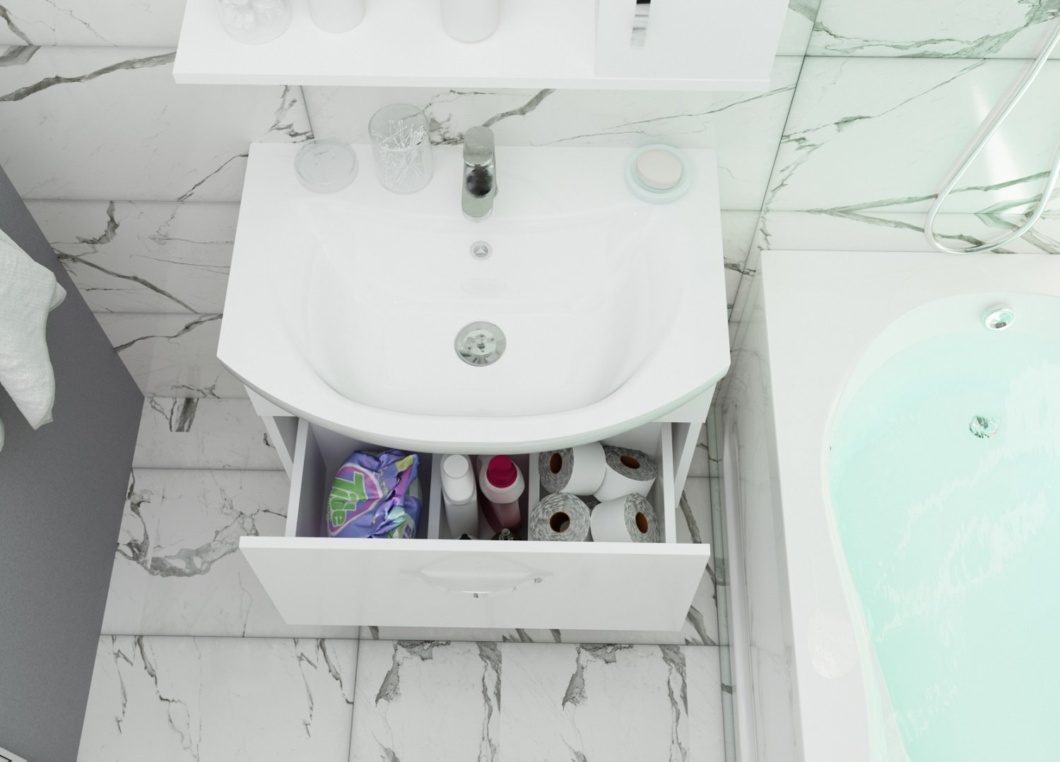 Тумба 1Marka Вита 65П 1в.я. Белый глянец, МДФ