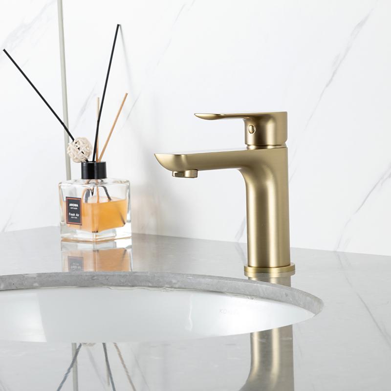 Смеситель для раковины Gappo G48-3 G1048-3 золотой сатин