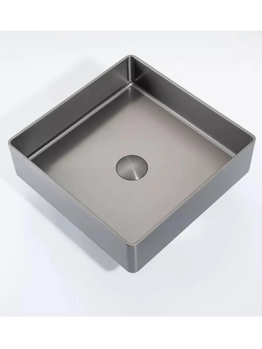 Накладная раковина 36*36 с донным клапаном Gappo GX201-9 оружейная сталь