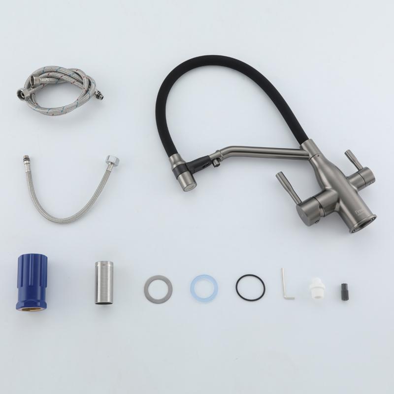 Смеситель для кухни с фильтром Frap H97 F4397-9 оружейная сталь