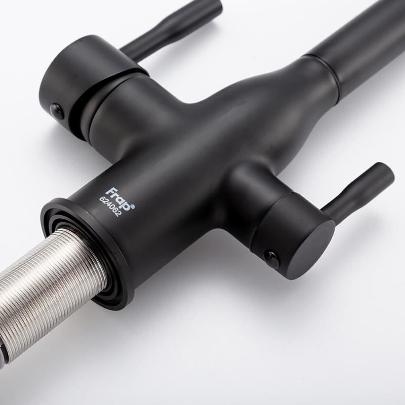 Вытяжной смеситель для кухни с фильтром Frap H96 F4396-36 черный