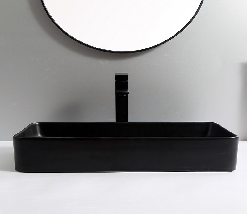 Накладная раковина CeramaLux 60,5 NC 9396MB Черная матовая