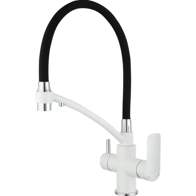 Смеситель для кухни с подключением фильтра Gappo G48 G4348 белый-хром