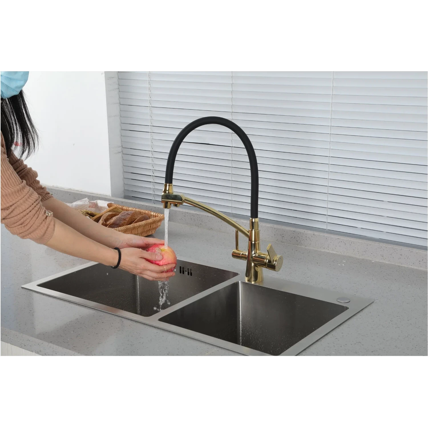 Смеситель для кухни с фильтром Gappo G4398-13 золото