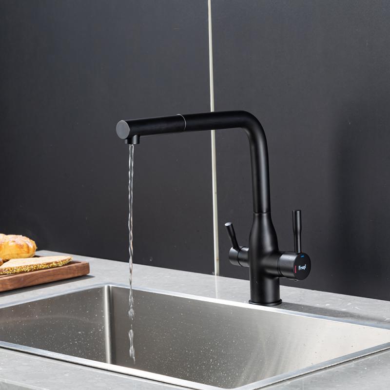 Вытяжной смеситель для кухни с фильтром Frap H96 F4396-36 черный