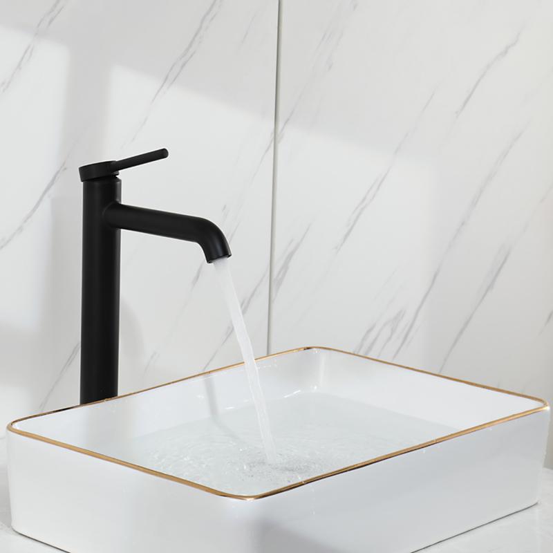 Высокий смеситель для раковины Gappo G06-6 G1006-26 черный