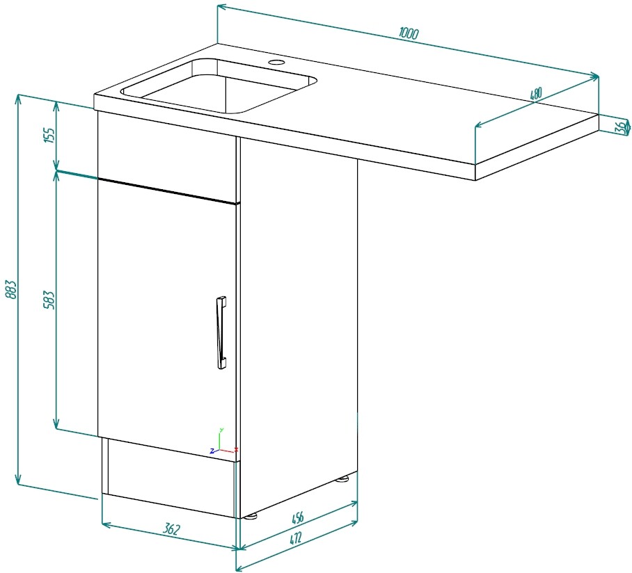 Напольная тумба EvaGold Space 100 под стиральную машину