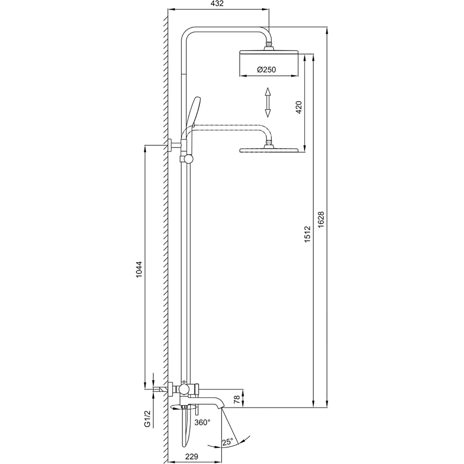 Душевая система Gappo G06-3 G2406-3 золотой сатин