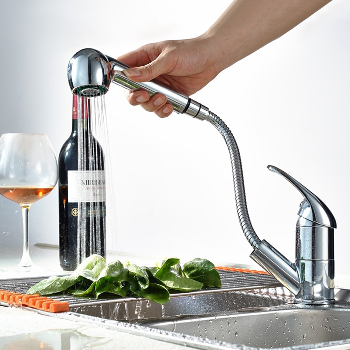 Вытяжной смеситель для кухни Frap H03 F6003 хром