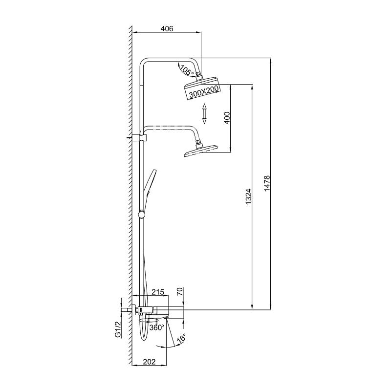 Душевая система Frap H202-9 F24202-9 оружейная сталь
