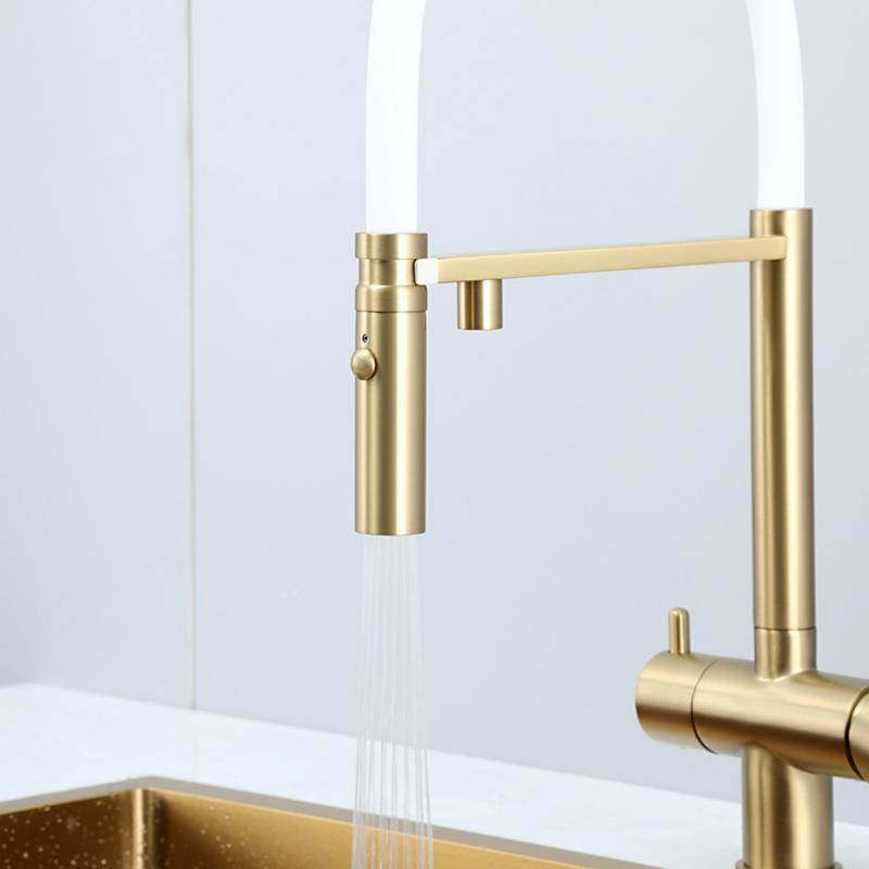 Смеситель для кухни с фильтром Gappo G97 G4397-83 золотой сатин