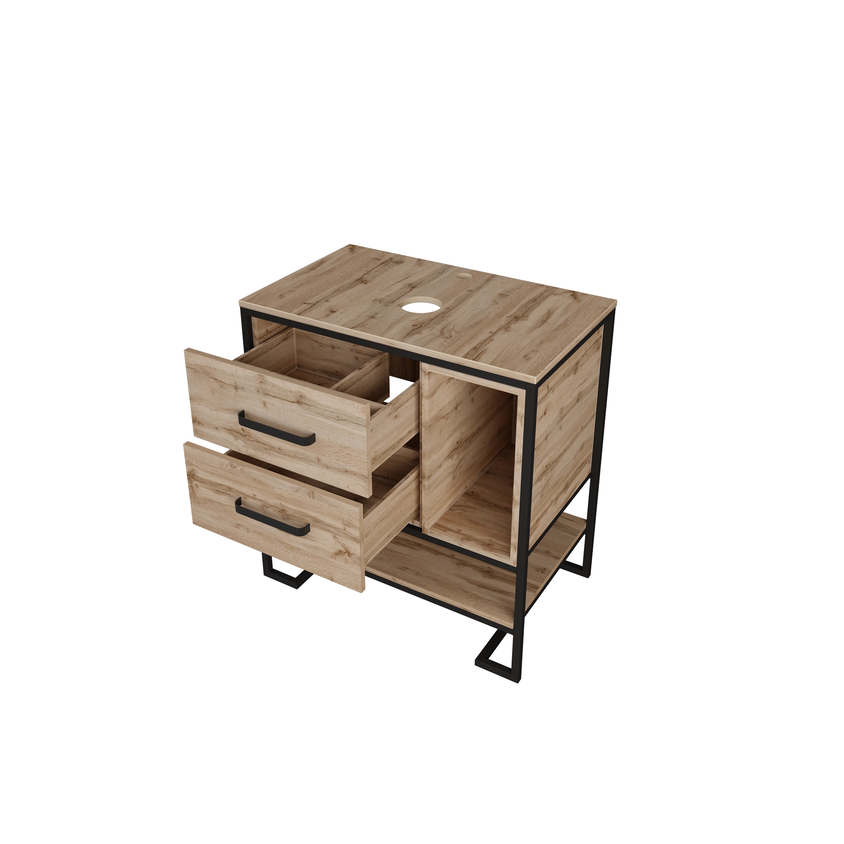 Тумба 1Marka Grunge Loft 80Н 2я/2п Дуб вотан