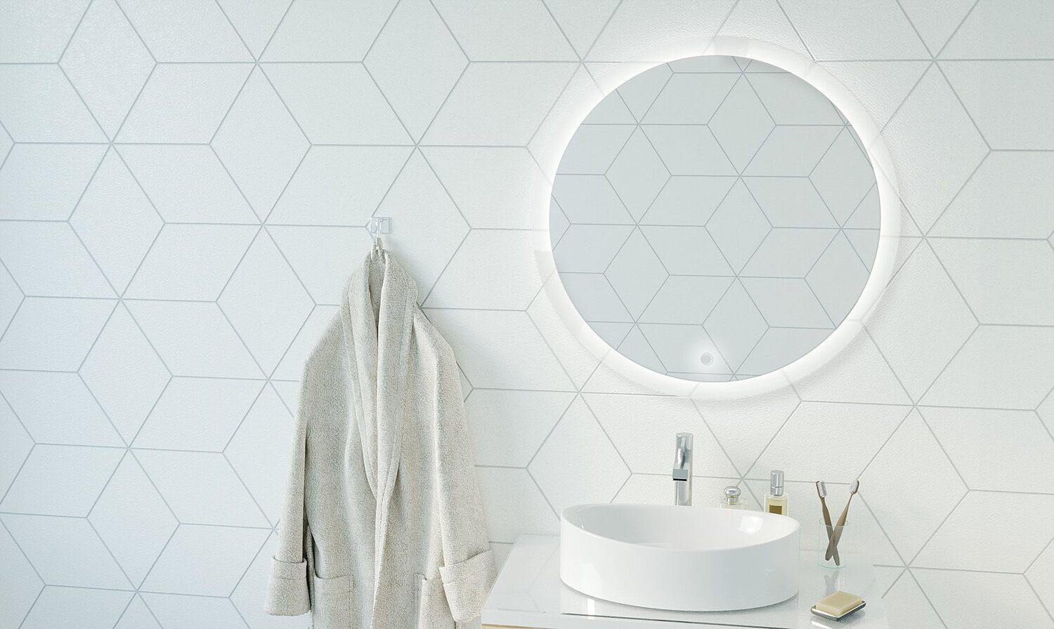 Зеркало 1Marka Amour 80 Круглое, с сенсором