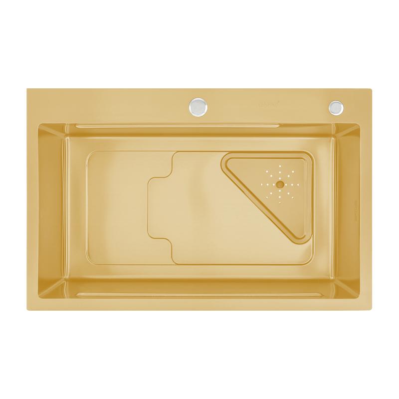 Мойка для кухни с коландером из нержавеющей стали Gappo G7246-3 золотой сатин