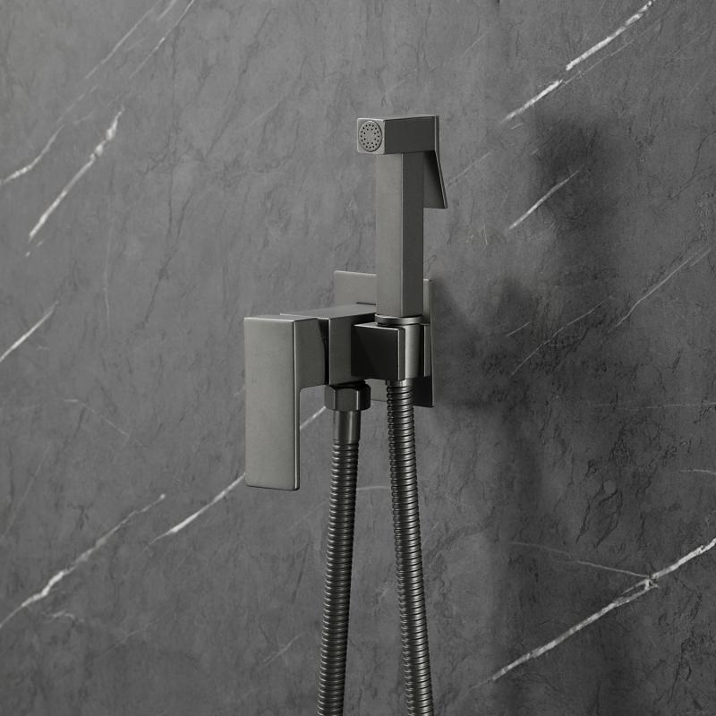 Гигиенический душ встраиваемый Frap F7506-9 оружейная сталь