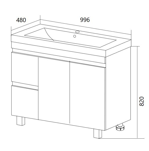 Тумба 1Marka Cube 100Н 2д 2я б/к Белый глянец