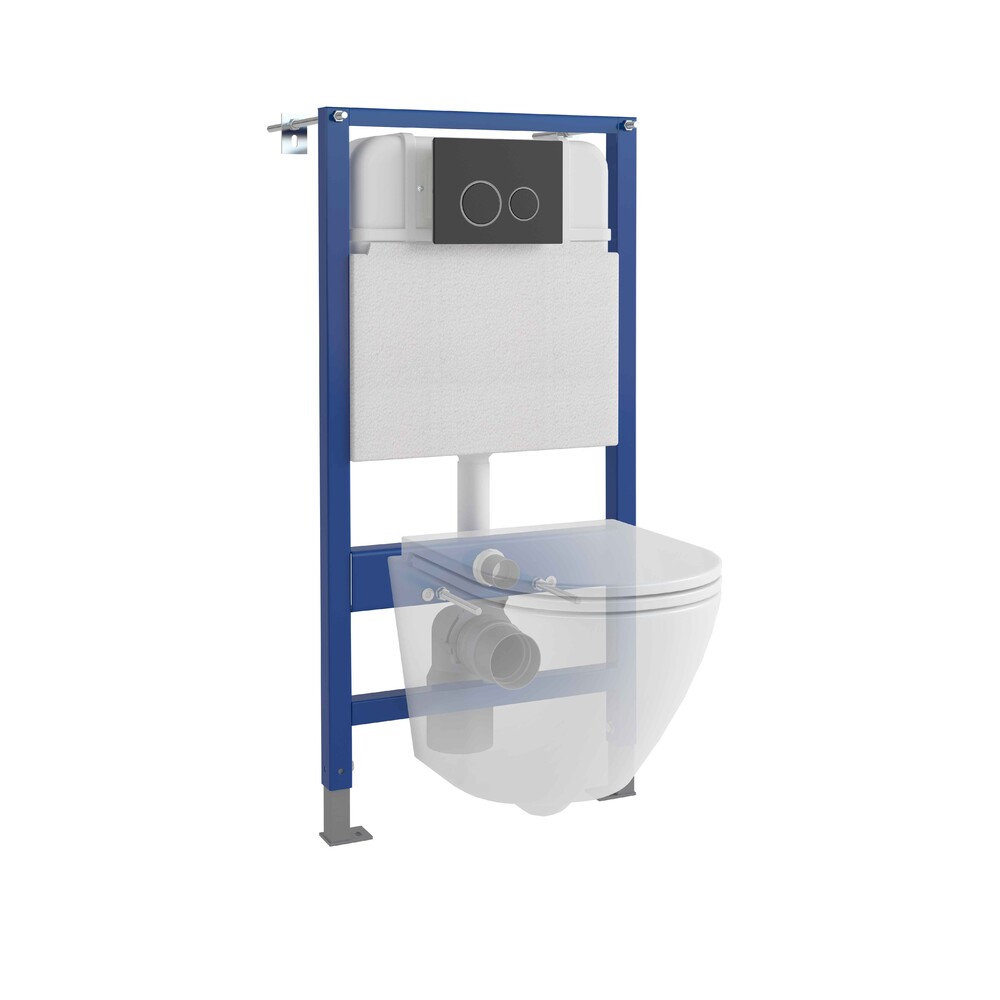 Инсталляция для подвесного унитаза EvaGold 545 кнопка черная матовая