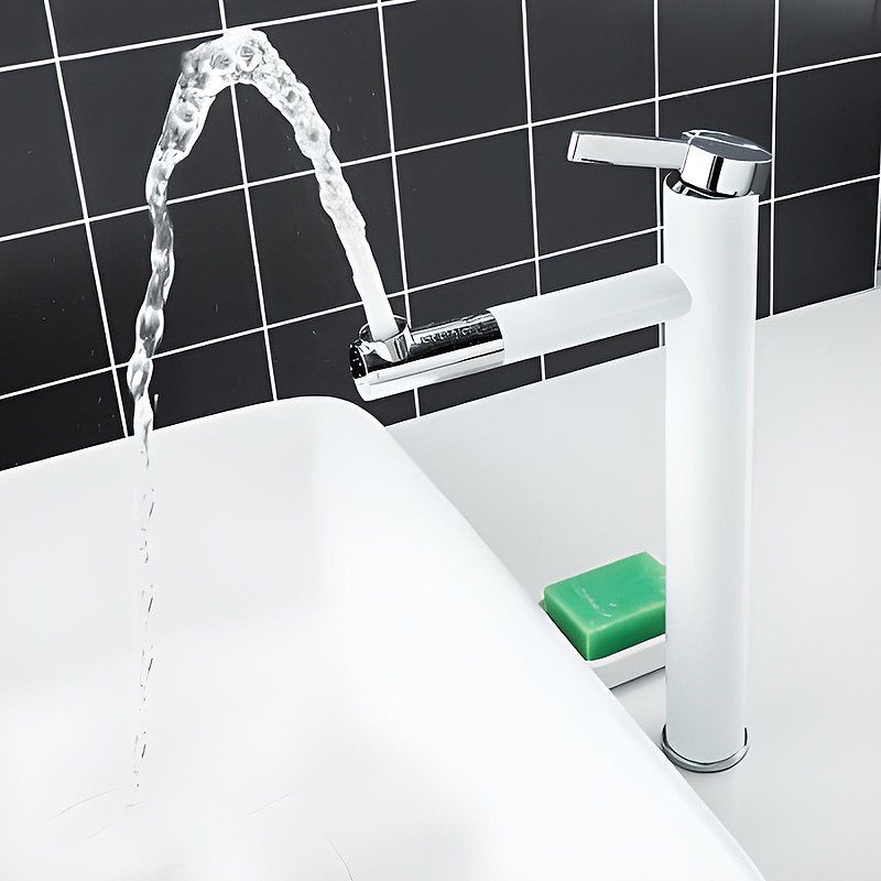 Высокий смеситель для раковины Frap F1052-15 белый-хром