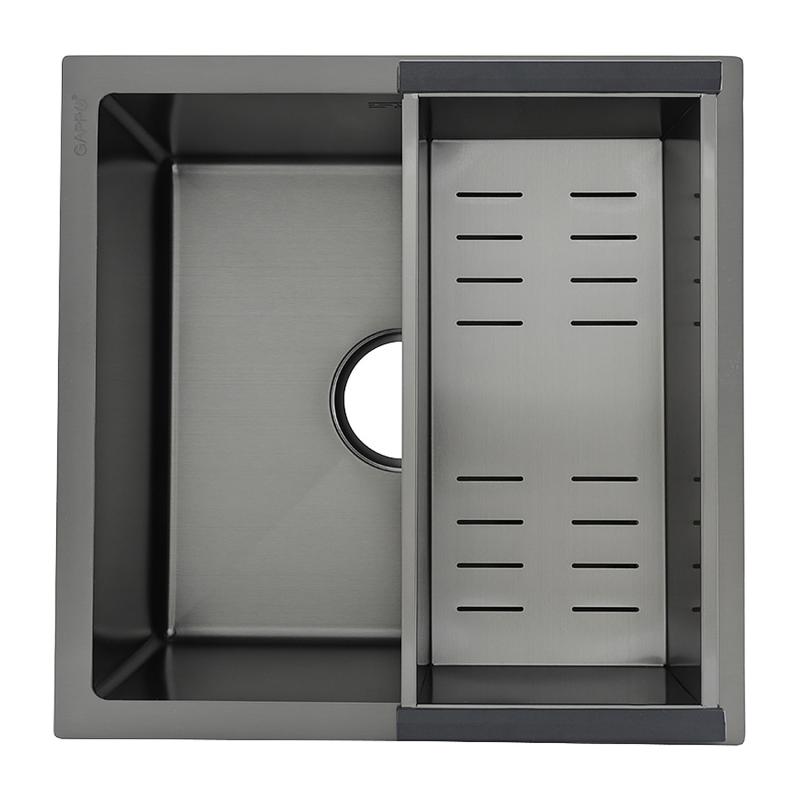 Мойка для кухни с коландером из нержавеющей стали Gappo GS4444-6 черная