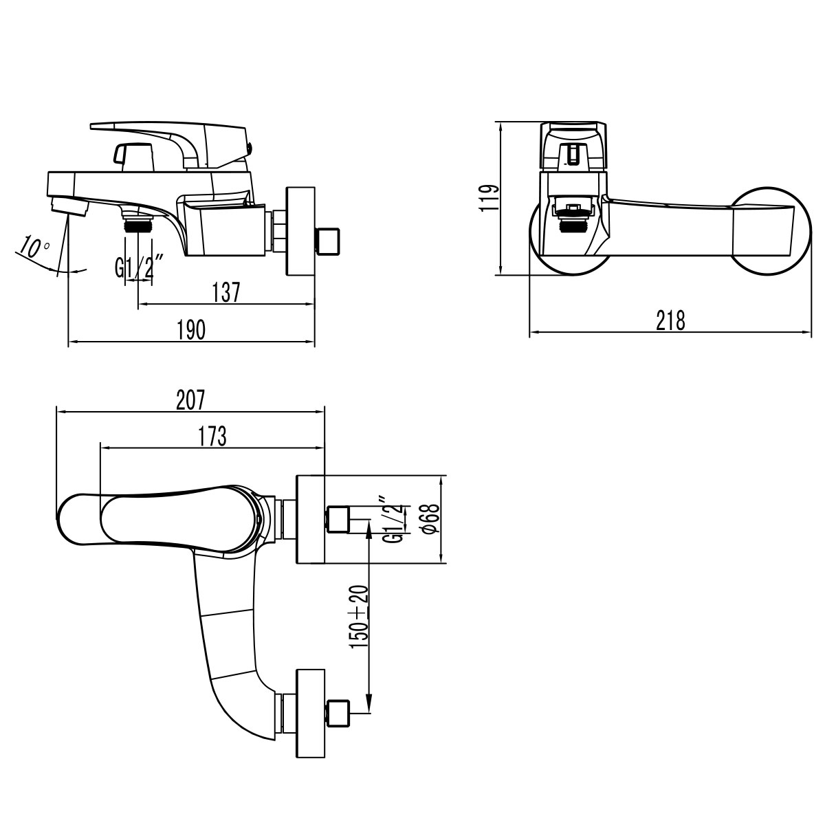 Смеситель Lemark Poseidon LM4233C для душа